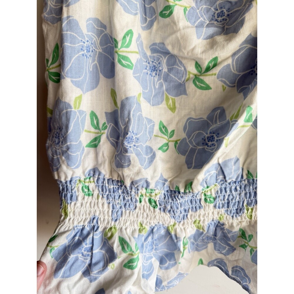 Draper James RSVP XXL Floral Tank Blouse Blue Flowers Linen Blend - Picture 4 of 5